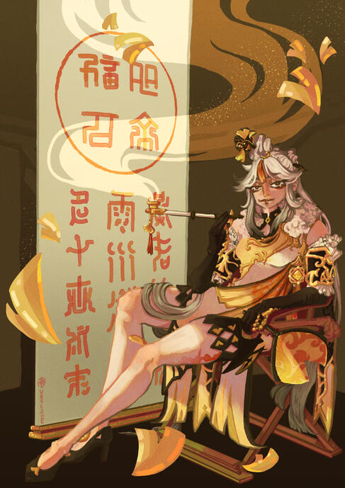 Fanart of Ningguang from Genshin Impact made for a zine