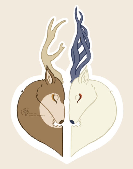 Valentine Day original piece of my OCs in deer forms