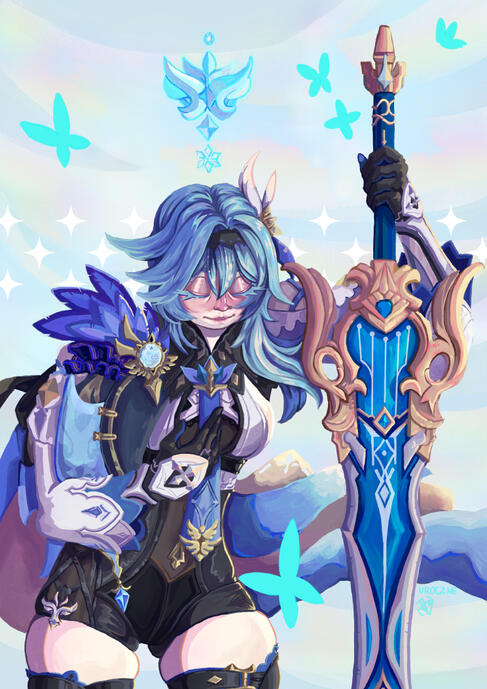 Fanart of Eula from Genshin Impact made for a zine